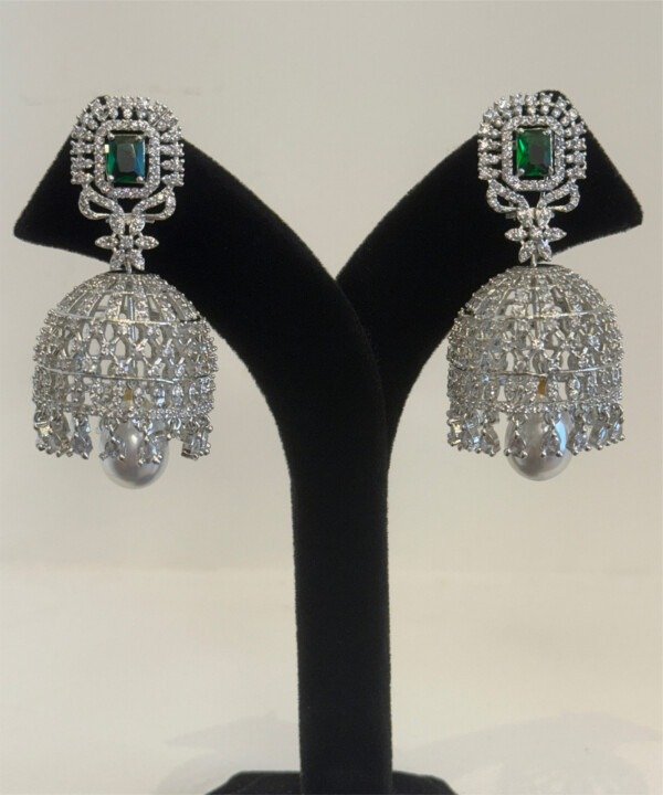Ayra Emerald & Pearl Drops Jhumki Earrings