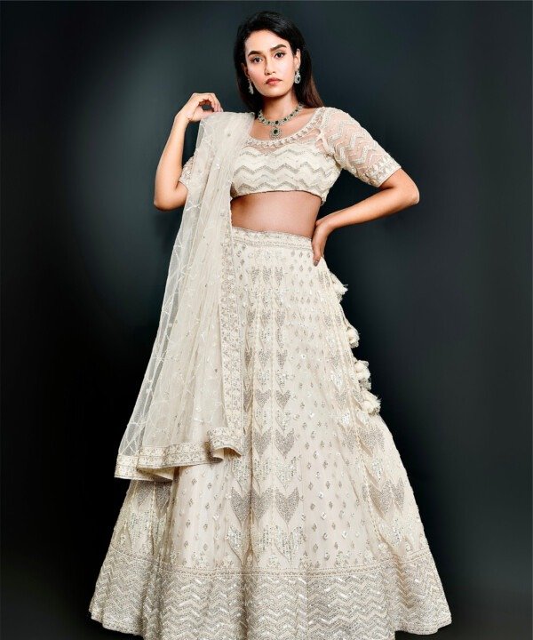 Ivory Net Lehenga
