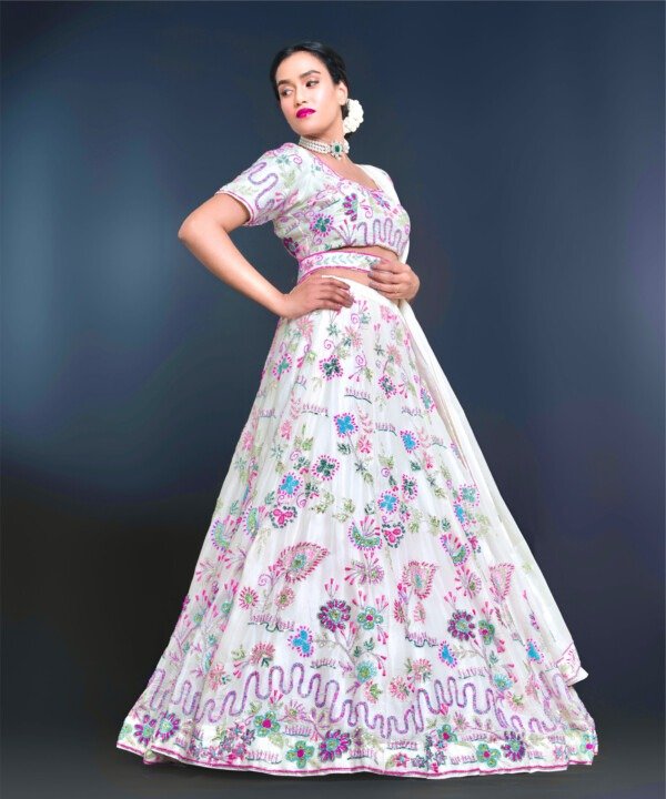 Ivory Multi-Coloured Lehenga