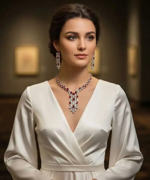 Ivy Swarovski Crystals and Emerald Drop Set - Ruby