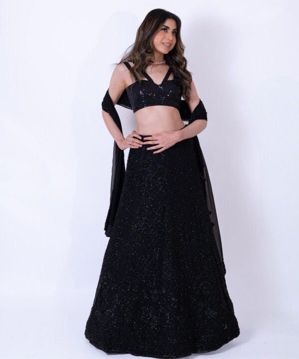 Black Cut Bead Lehenga
