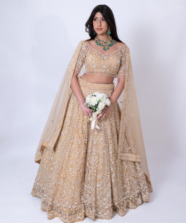 Beige Sequins Lehenga