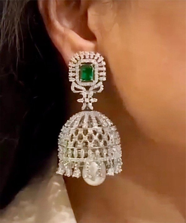 Ayra Emerald & Pearl Drops Jhumki Earrings