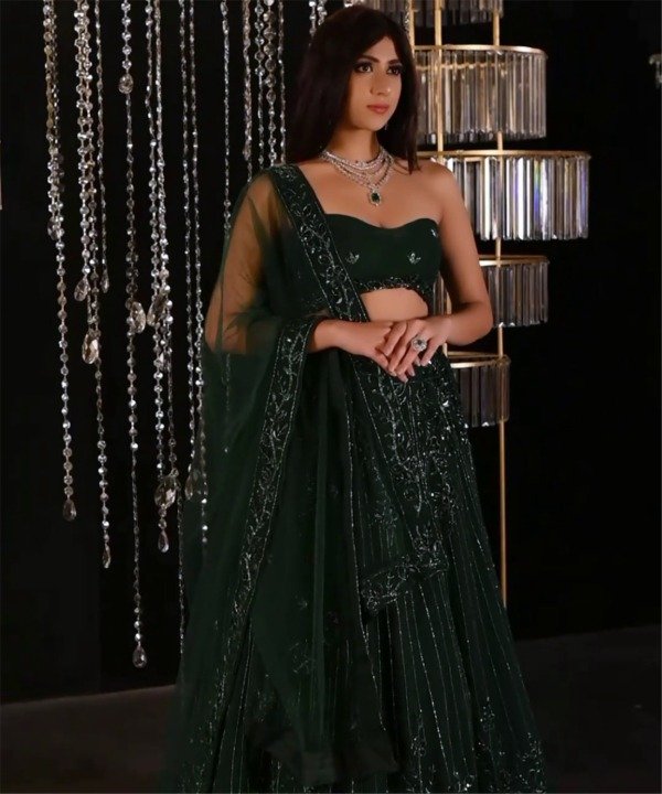 Green Hand Embellished Lehenga Set