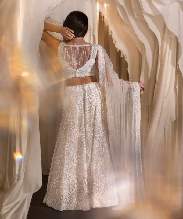 Ivory Hand Embellished Lehenga Set