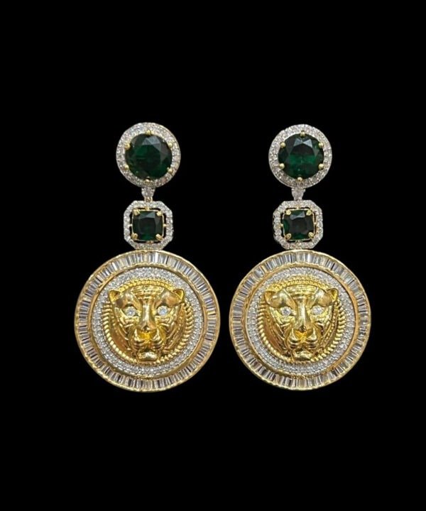 Tiger of Versailles Emerald & Gold Earrings