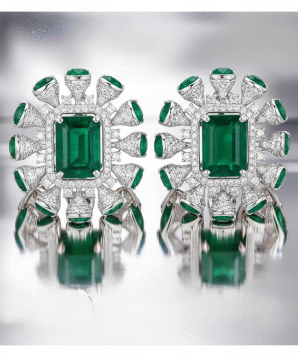 Aurora  Emerald & Diamond studs