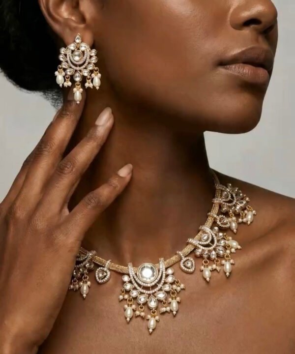 Pearl and Polki Necklace Set
